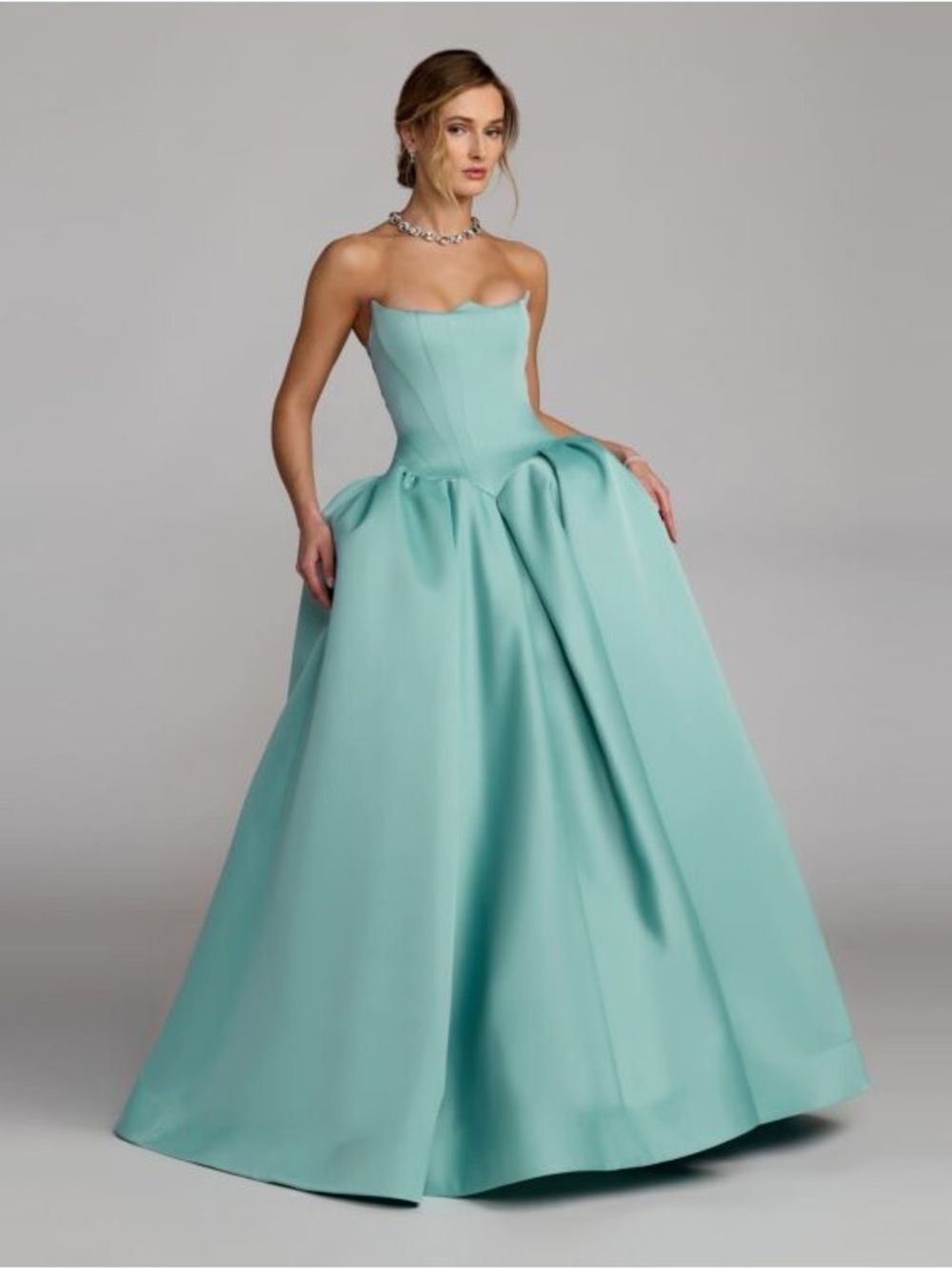 MAC DUGGAL COLLECTION 21259 Green Strapless Satin Corset Ball Gown Size 10